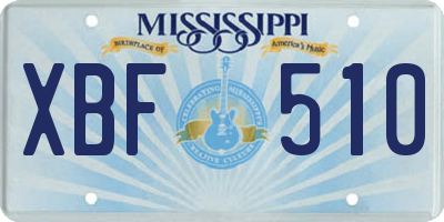 MS license plate XBF510