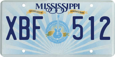 MS license plate XBF512