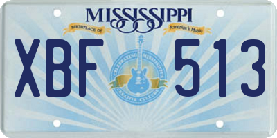 MS license plate XBF513