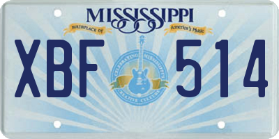 MS license plate XBF514
