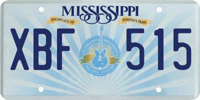 MS license plate XBF515