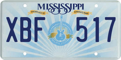MS license plate XBF517