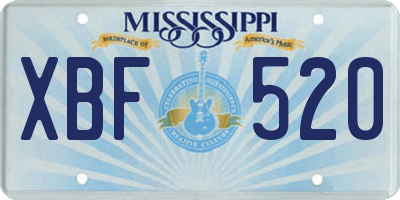 MS license plate XBF520