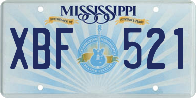 MS license plate XBF521