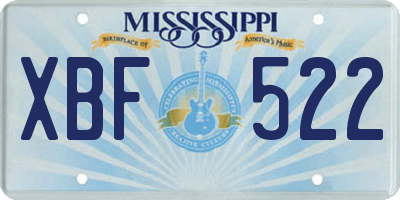 MS license plate XBF522