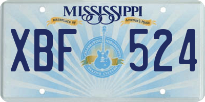 MS license plate XBF524