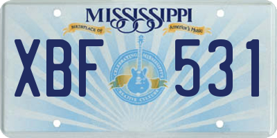 MS license plate XBF531
