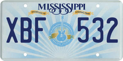MS license plate XBF532