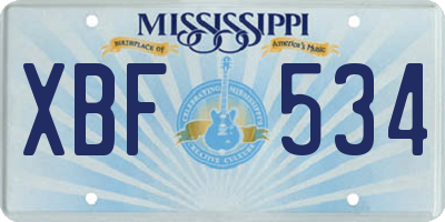MS license plate XBF534