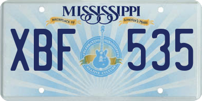 MS license plate XBF535