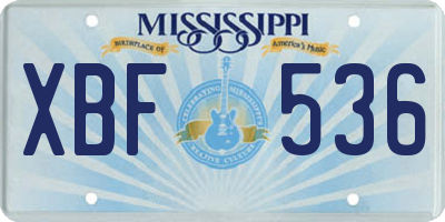 MS license plate XBF536