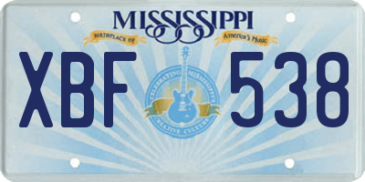 MS license plate XBF538
