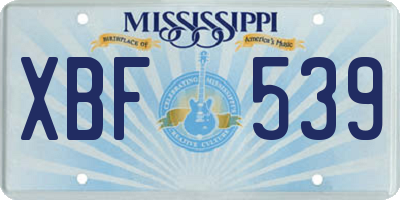MS license plate XBF539