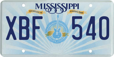 MS license plate XBF540