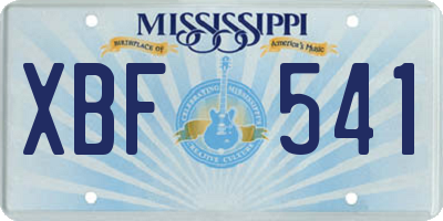 MS license plate XBF541