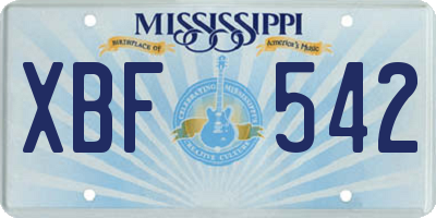MS license plate XBF542