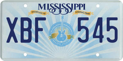 MS license plate XBF545