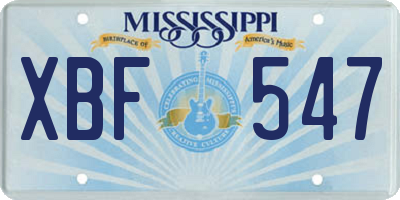 MS license plate XBF547
