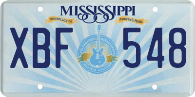MS license plate XBF548