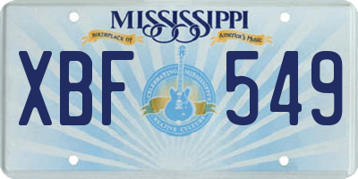 MS license plate XBF549