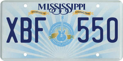 MS license plate XBF550