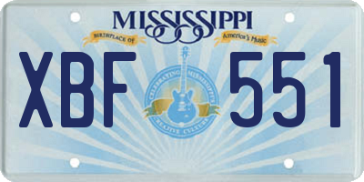MS license plate XBF551
