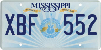 MS license plate XBF552