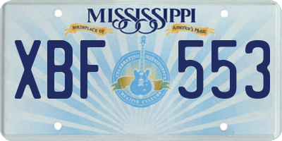 MS license plate XBF553