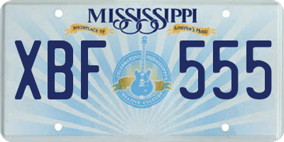 MS license plate XBF555