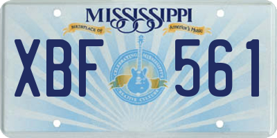 MS license plate XBF561
