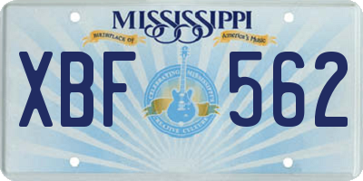 MS license plate XBF562