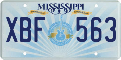 MS license plate XBF563