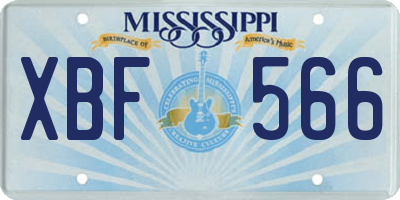 MS license plate XBF566