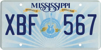 MS license plate XBF567