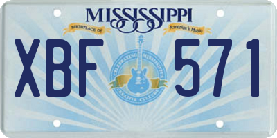 MS license plate XBF571