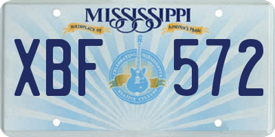 MS license plate XBF572