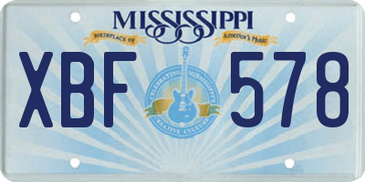 MS license plate XBF578