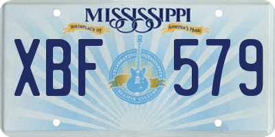 MS license plate XBF579