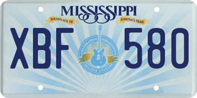 MS license plate XBF580