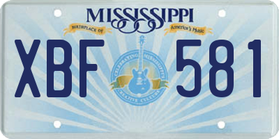 MS license plate XBF581