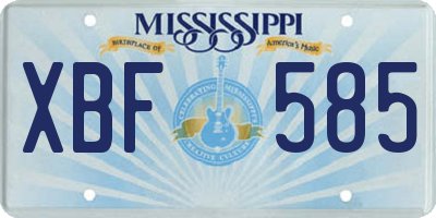 MS license plate XBF585