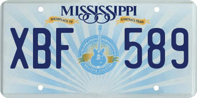 MS license plate XBF589