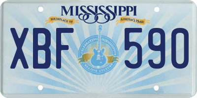 MS license plate XBF590