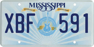 MS license plate XBF591