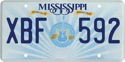 MS license plate XBF592