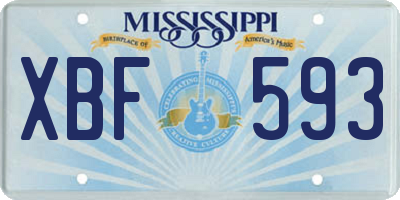 MS license plate XBF593