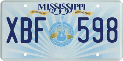 MS license plate XBF598