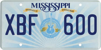 MS license plate XBF600