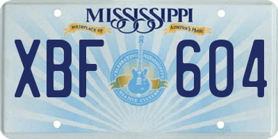 MS license plate XBF604