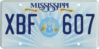MS license plate XBF607
